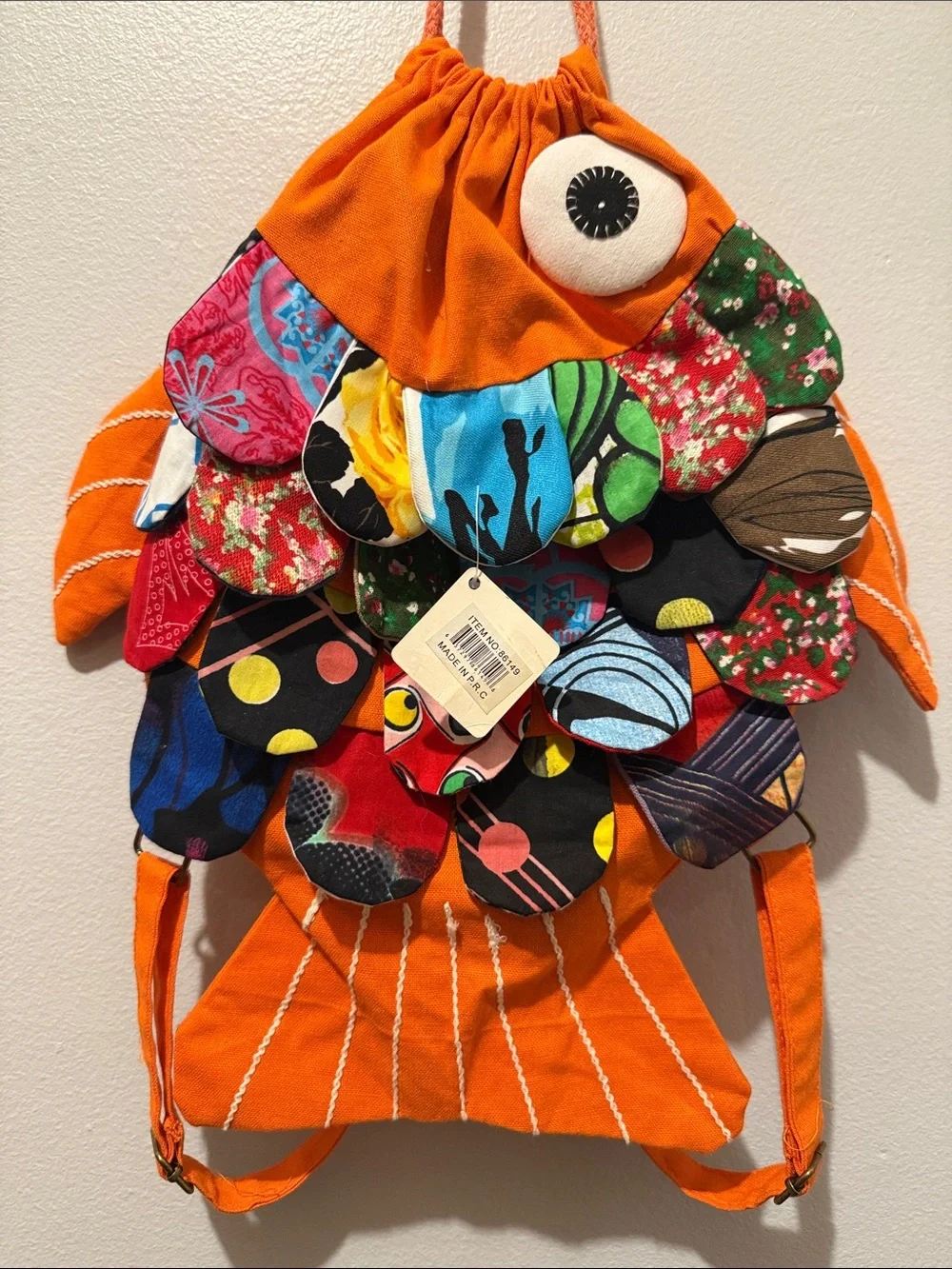 Jade Trading Orange Patchwork Koi Fish Bag with Multicolor Scales